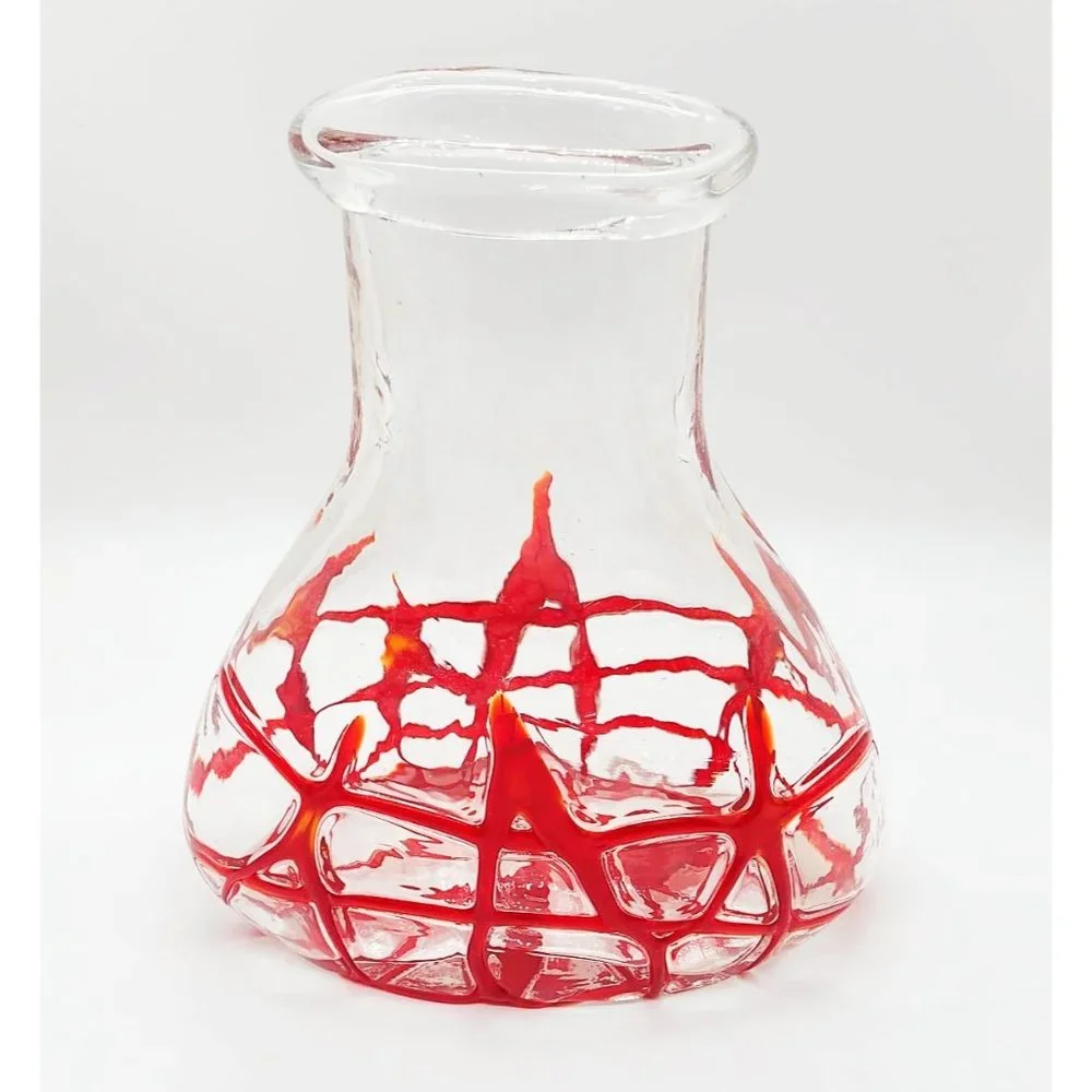 Hand-blown Red Flame Art Glass Vase By Margie’s Garden
